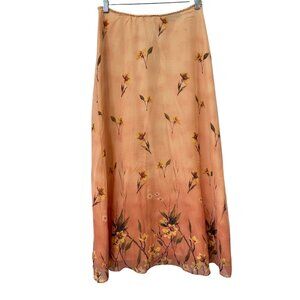 Vintage Y2K Colette Mordo Sabiniana Skirt Size Small Silk Womens Floral Peach